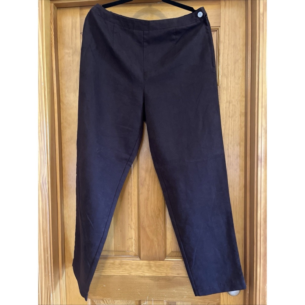 Chicos Women's Size 2 Faux Suede Pants Dark Brown Side Zipper No Pockets